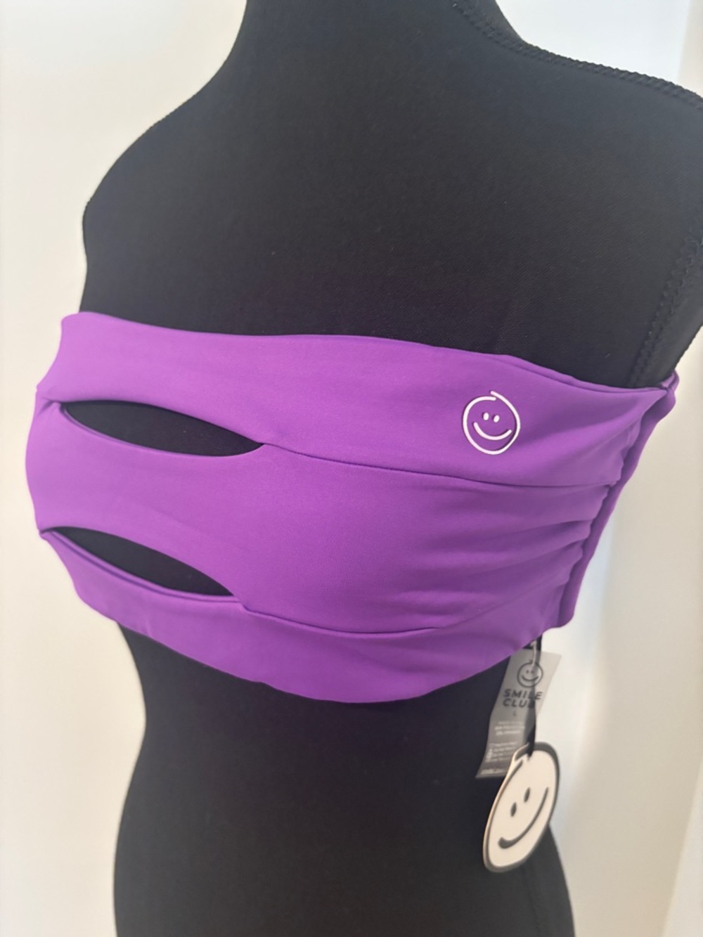 Smile Club Purple Strapless Cutout Bandeau Top Women’s Large Athletic Festival